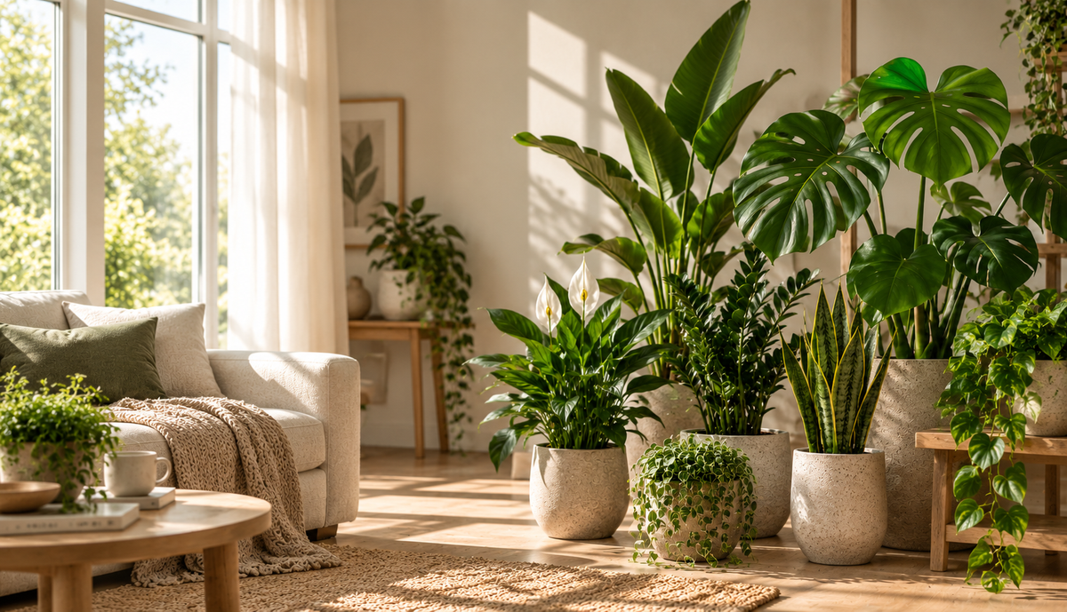 10 nemme stueplanter til begyndere i et lyst nordisk hjem