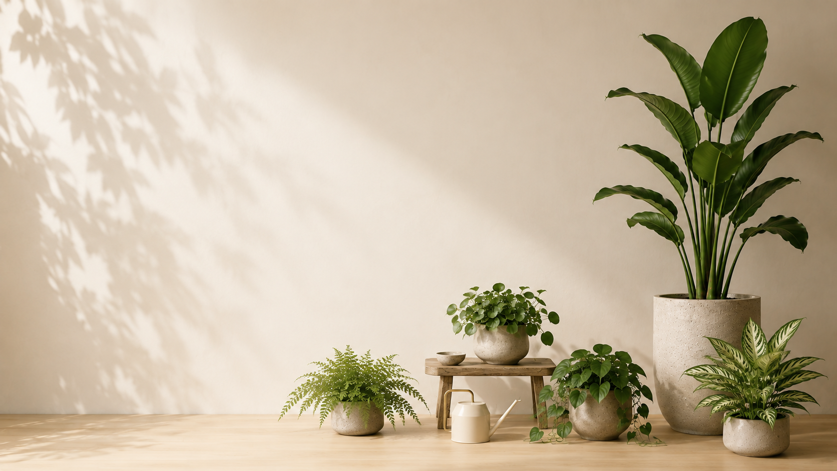 Skandinavisk hjem indrettet med grønne stueplanter
