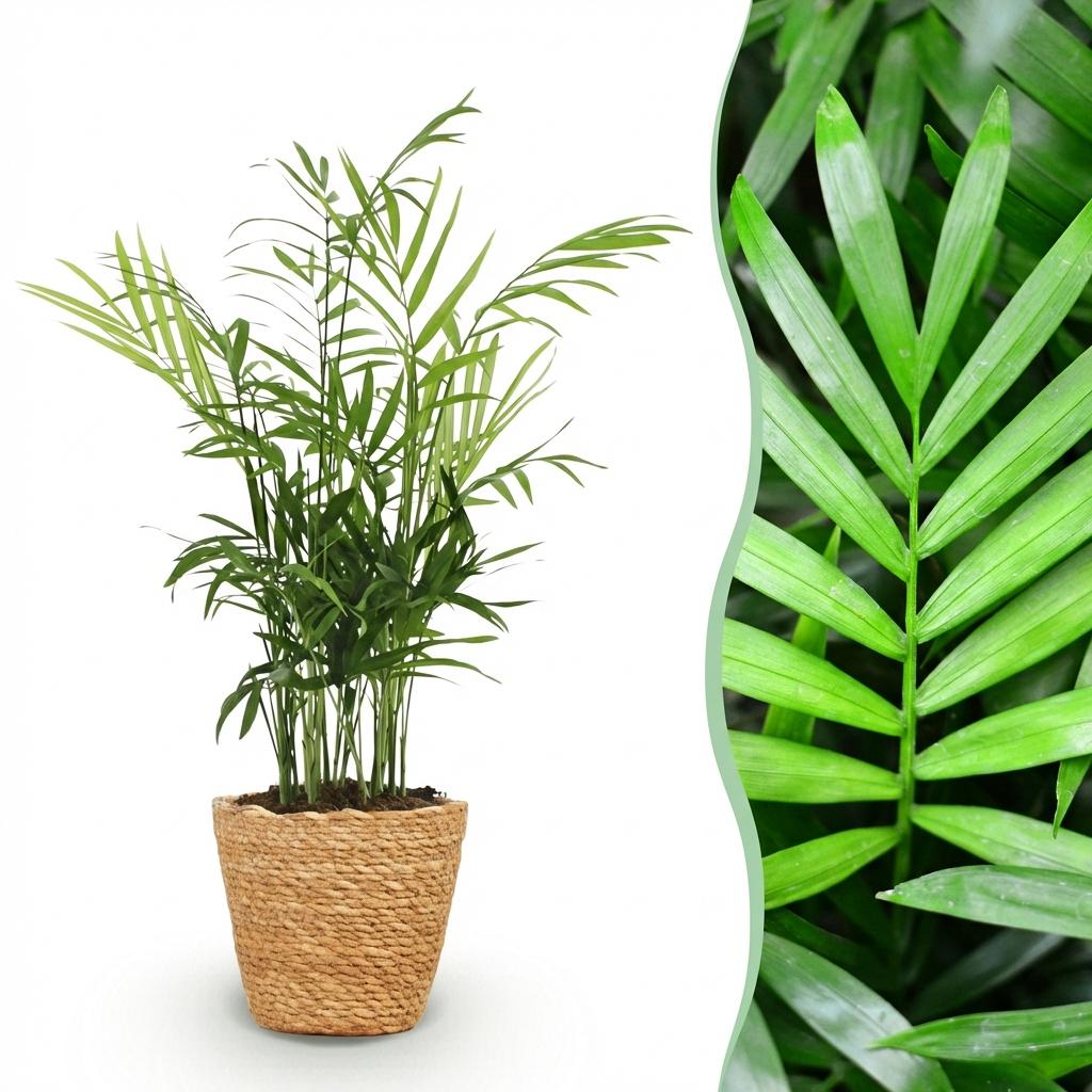 Houseplant - Chamaedorea elegans - Gold Palm - Pet-Friendly Plant - Green - 1 Plant - with Basket - Pot 12cm - Height 15cm