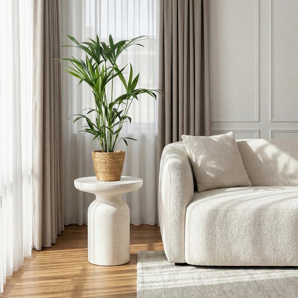 Houseplant - Howea Forsteriana - Kentia Palm - Low Maintenance - Green - 1 Plant - with Basket - Pot 19cm - Height 80-85cm