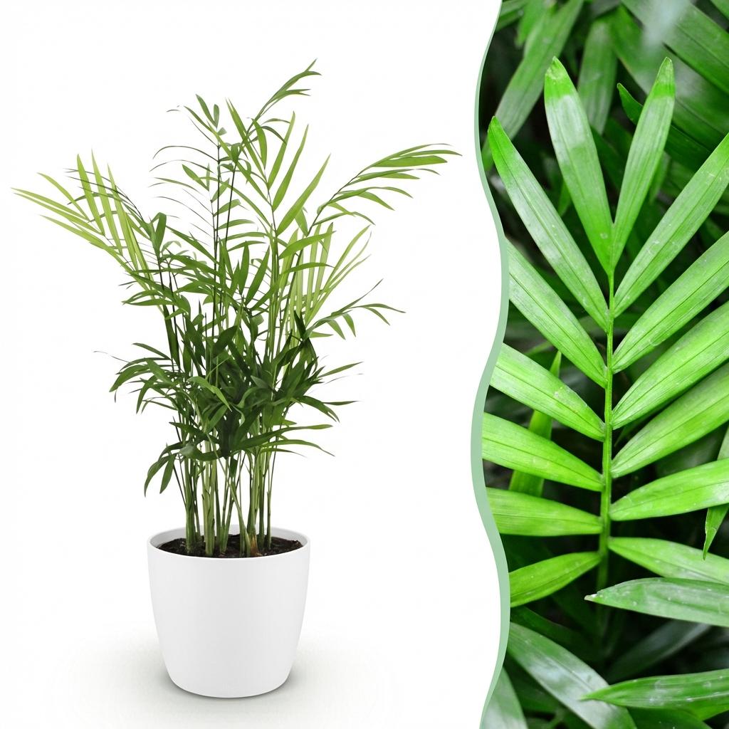 Houseplant - Chamaedorea elegans - Gold Palm - Pet-Friendly Plant - Green - 1 Plant - with Potter White - Pot 12cm - Height 15cm