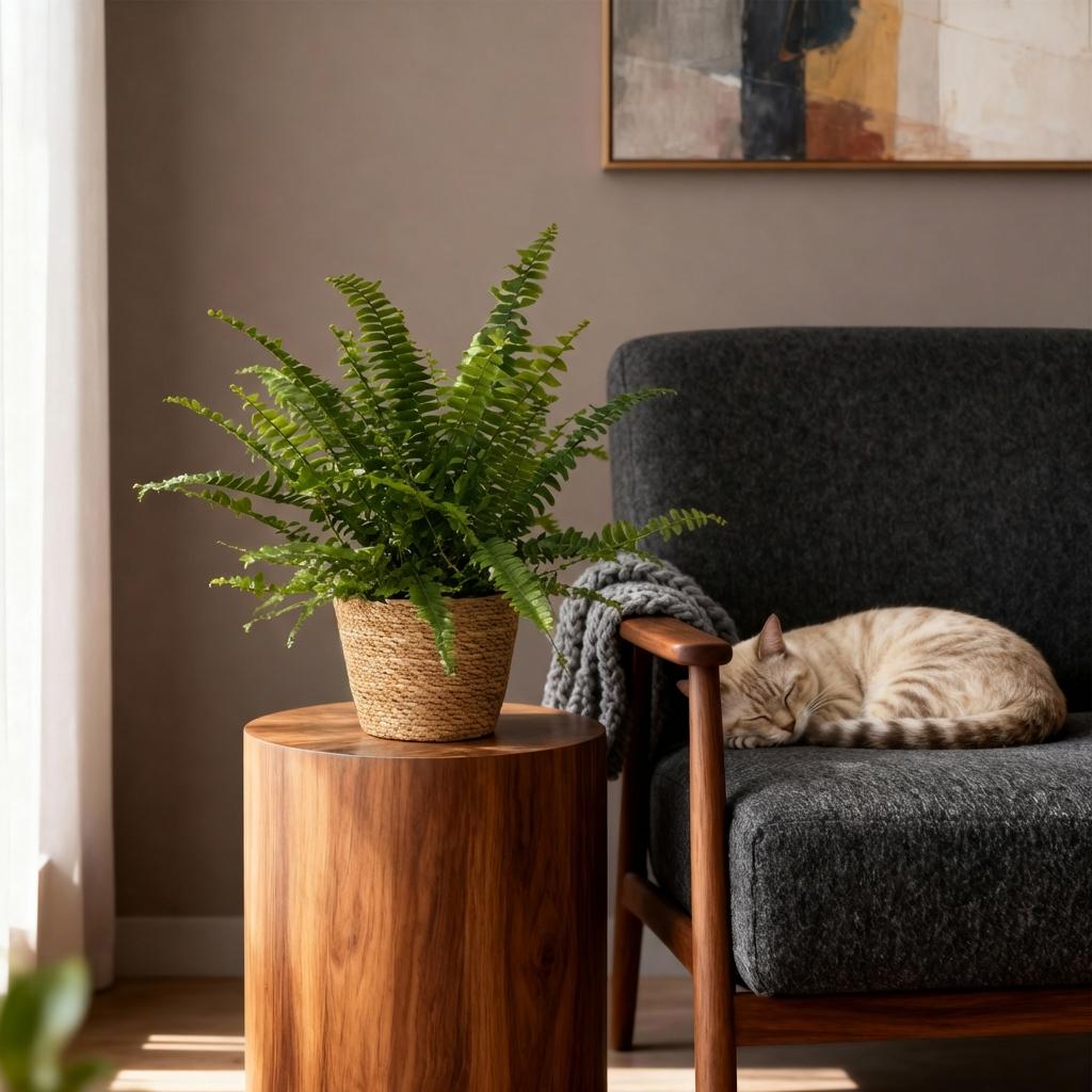Houseplant - Nephrolepsis exaltata Green Lady - Fern - Pet-Friendly Plant - Green - 2 Plants - with Basket - Pot 12cm - Height 25cm