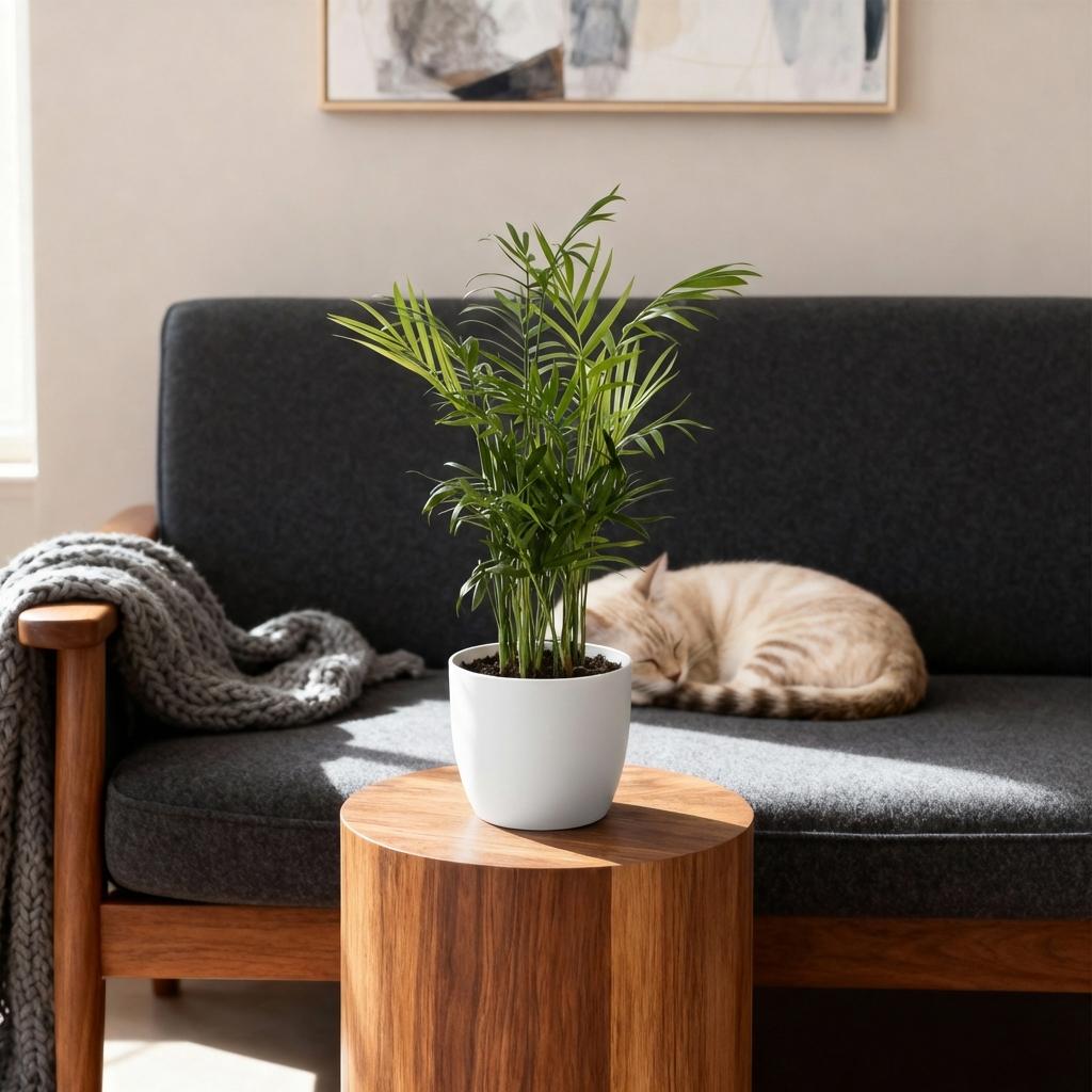 Houseplant - Chamaedorea elegans - Gold Palm - Pet-Friendly Plant - Green - 2 Plants - with Potter White - Pot 12cm - Height 15cm