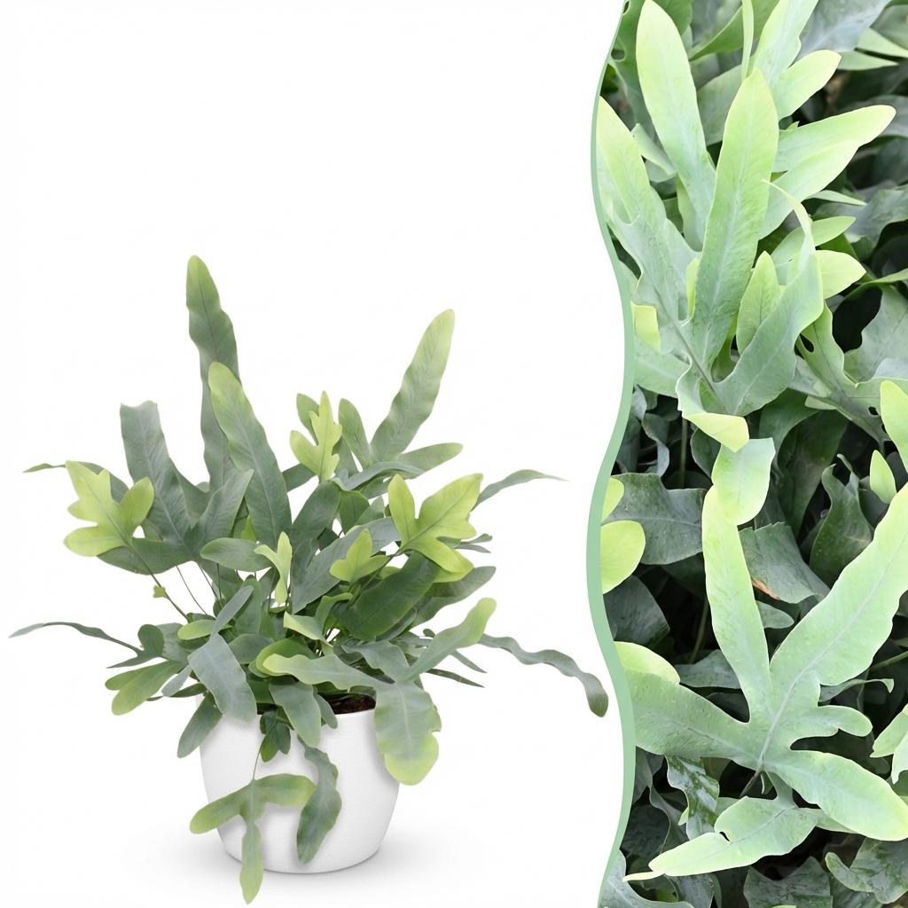 Houseplant - Phlebodium aureum Blue Star - Blue Fern - Pet-Friendly Plant - Blue - 1 Plant - with Potter White - Pot 12cm - Height 25cm