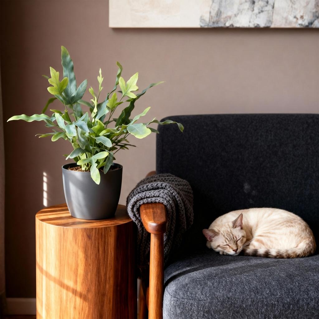 Houseplant - Phlebodium aureum Blue Star - Blue Fern - Pet-Friendly Plant - Blue - 2 Plants - with Potter Grey - Pot 12cm - Height 25cm